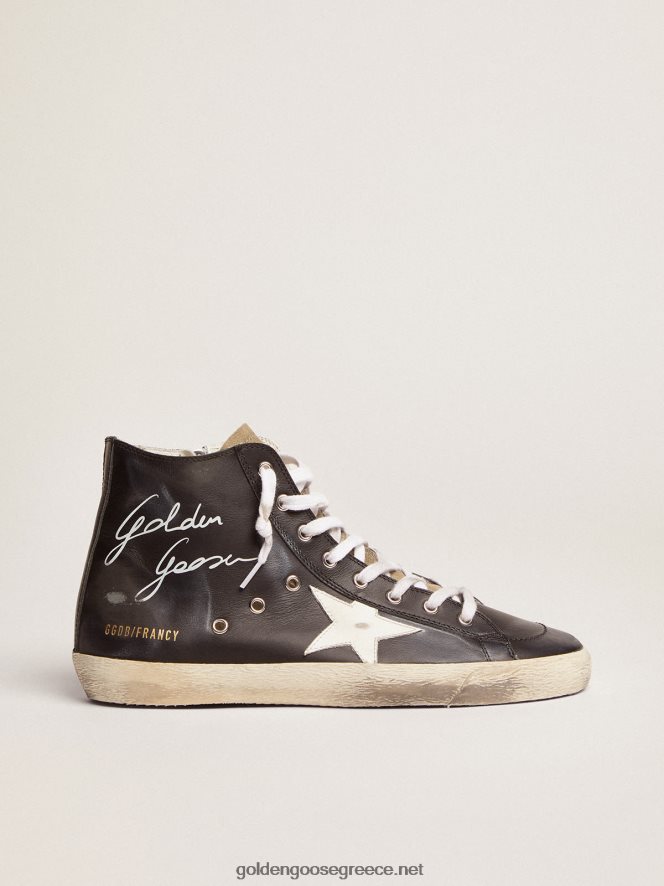 γυναίκες sneakers francy με μαύρο δερμάτινο επάνω μέρος και λευκό δερμάτινο αστέριGolden Goose 264N2R98