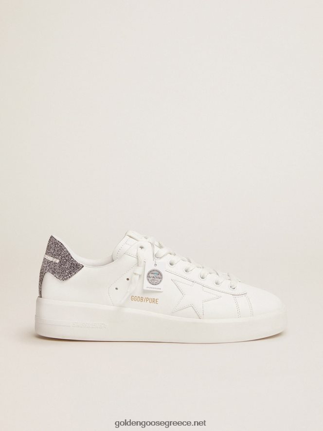 γυναίκες sneakers purestar σε λευκό δέρμα με ασημί καρτέλα κρύσταλλο swarovski στη φτέρναGolden Goose 264N2R130