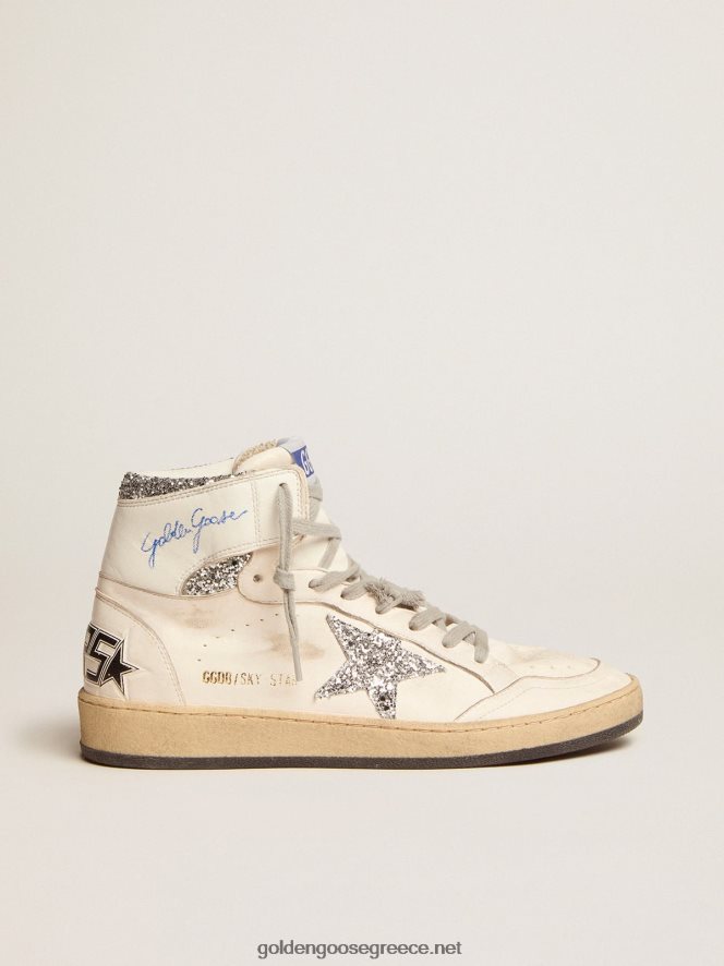 γυναίκες sneakers sky-star με υπογραφή στον αστράγαλο και ασημί γκλίτερGolden Goose 264N2R2