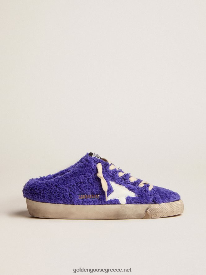 γυναίκες σαμποτ super-star σε royal blue terry με λευκό δερμάτινο αστέριGolden Goose 264N2R111