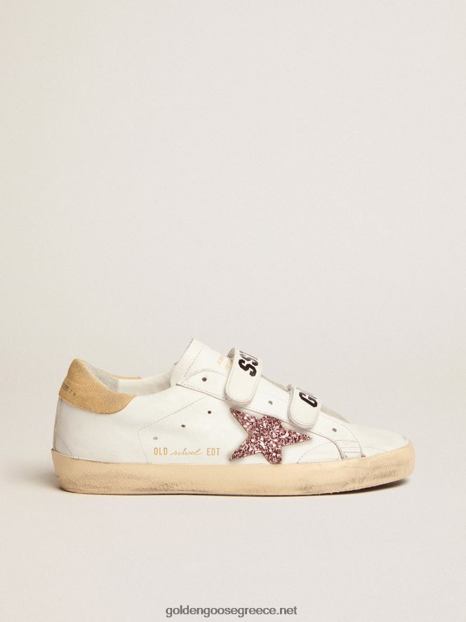 γυναίκες old school sneakers με ροζ γκλίτερ αστεράκι και καστόρι στη φτέρνα στο χρώμα της άμμουGolden Goose 264N2R278