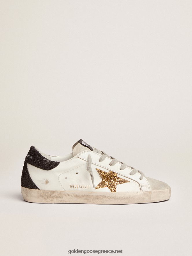 γυναίκες sneakers super-star με χρυσό αστέρι και αστραφτερή μαύρη καρτέλα τακούνιGolden Goose 264N2R277
