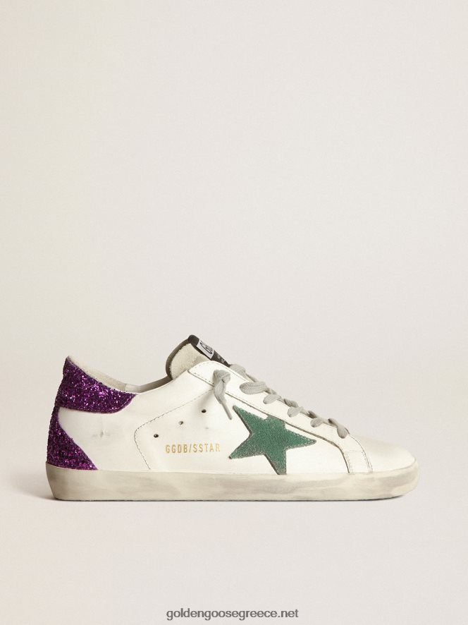 γυναίκες λευκά sneakers super-star με λαμπερό μωβ πίσω μέροςGolden Goose 264N2R33