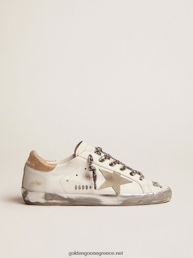 γυναίκες sneakers super-star σε λευκό δέρμα με γκρι σουέντ αστέρι και μαύρα γράμματα σε αντίθεσηGolden Goose 264N2R46