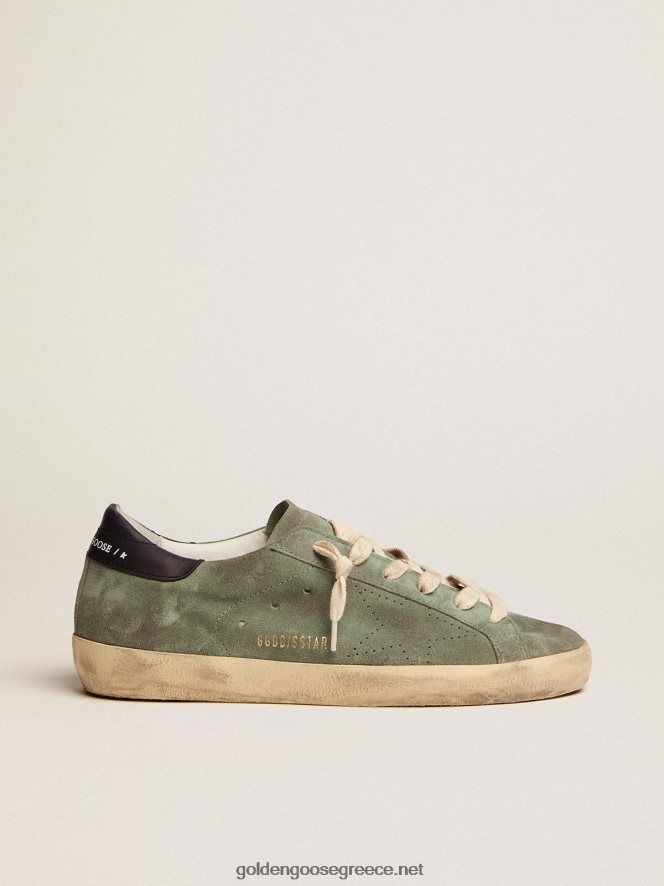γυναίκες sneakers super-star σε στρατιωτικό-πράσινο σουέτ με διάτρητο αστέρι και σκούρο μπλε δερμάτινο τακούνιGolden Goose 264N2R49