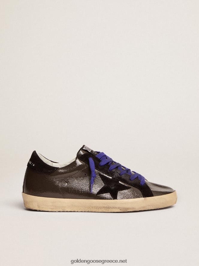 γυναίκες sneakers super-star σε γκρι λουστρίνι με μαύρα ένθετα σουέτGolden Goose 264N2R94
