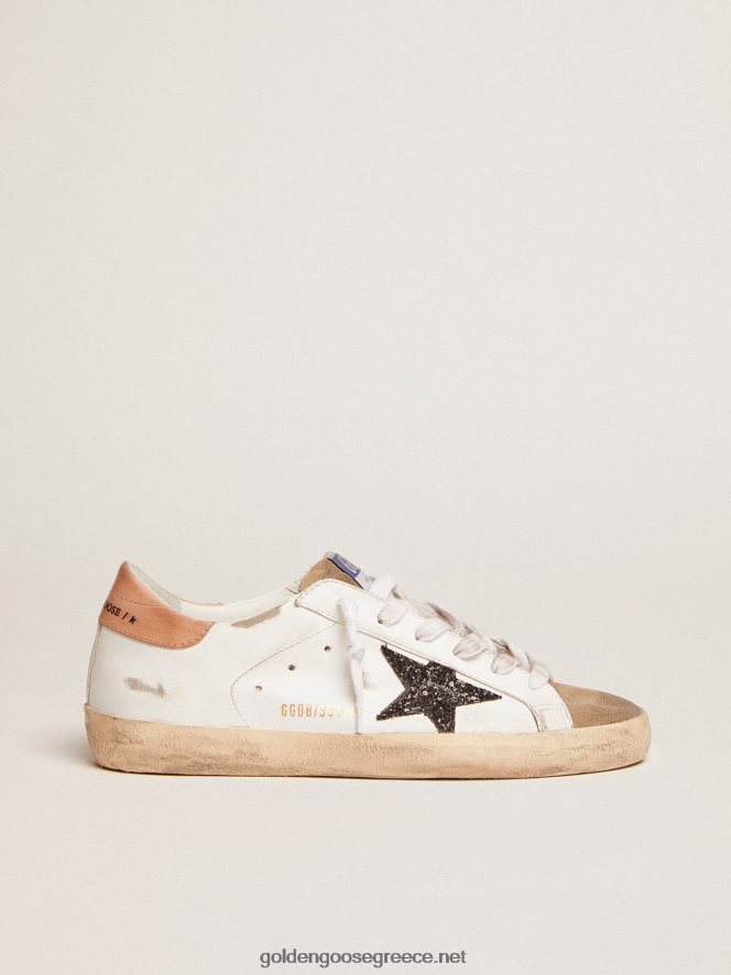 γυναίκες sneakers super-star με μαύρο glitter αστέρι και παλιό ροζ δερμάτινο τακούνιGolden Goose 264N2R103