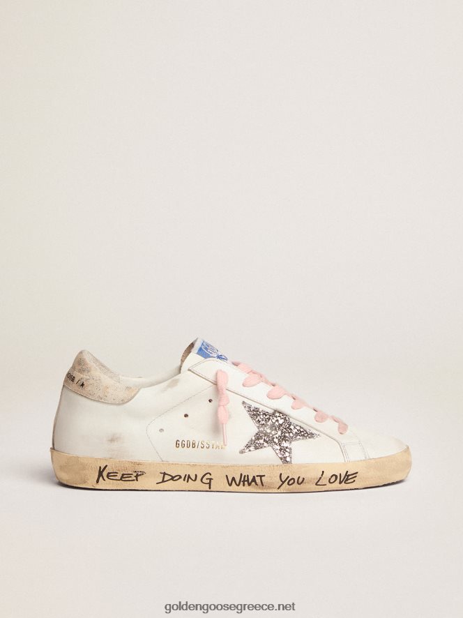 γυναίκες sneakers super-star με ασημί glitter αστέρι και λεοπάρ δερμάτινο τακούνιGolden Goose 264N2R273