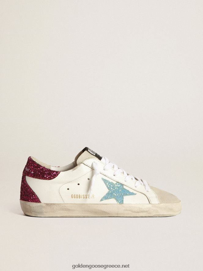 γυναίκες sneakers super-star με γαλάζιο glitter αστέρι και μωβ glitter καρτέλα τακούνιGolden Goose 264N2R267