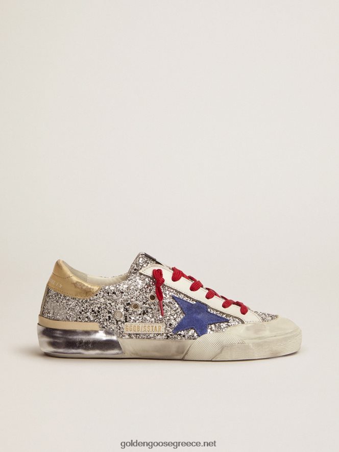 γυναίκες sneakers super-star σε ασημί glitter και multi-foxingGolden Goose 264N2R101