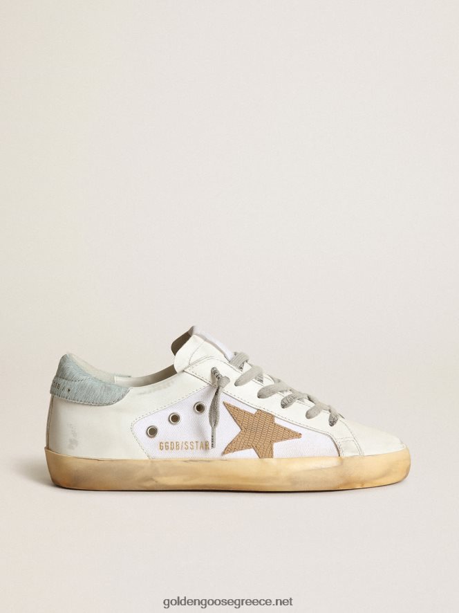 γυναίκες sneakers super-star ltd από λευκό δέρμα και καμβά με ανοιχτό καφέ αστέρι nubuckGolden Goose 264N2R284