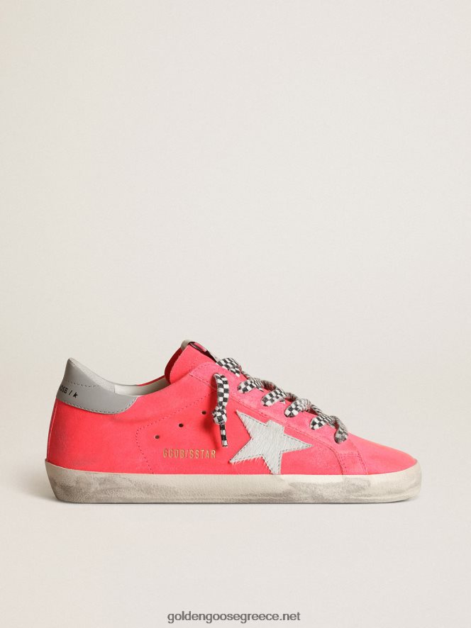 γυναίκες sneakers super-star σε σουέτ φωσφορίζοντος αστακού με λευκό αστέρι pony skinGolden Goose 264N2R54