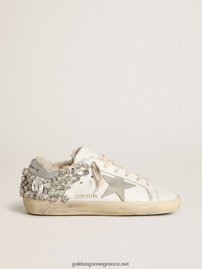 γυναίκες sneakers super-star με επένδυση από shearling και διακοσμητικά κρύσταλλαGolden Goose 264N2R189