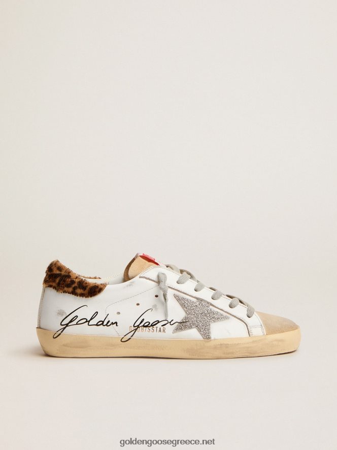 γυναίκες sneakers super-star με λεοπάρ στάμπα από δέρμα πόνι και αστέρι swarovskiGolden Goose 264N2R104