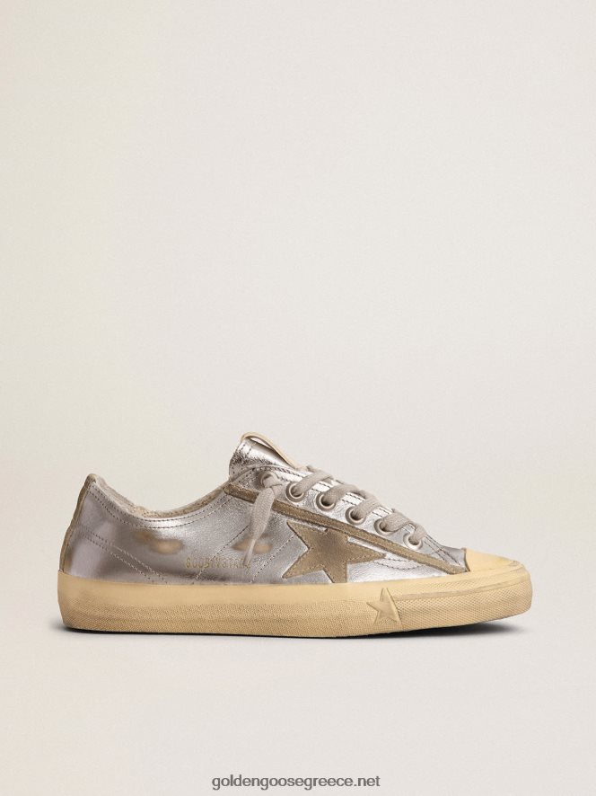 γυναίκες sneakers v-star ltd από ασημί μεταλλικό δέρμα με αστέρι σε γκρι σουέντGolden Goose 264N2R134