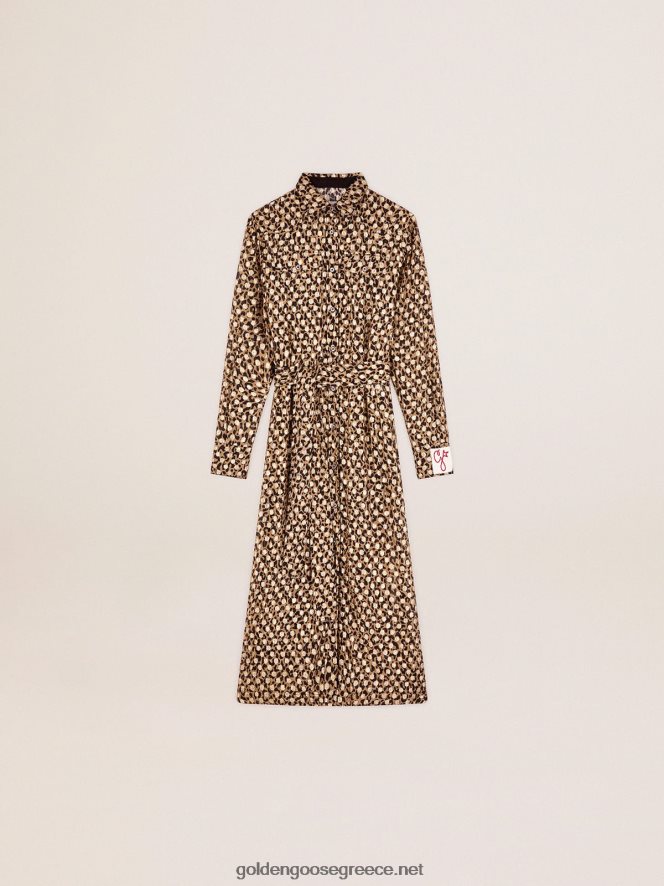 γυναίκες πουκάμισο φόρεμα με animal print και χρυσό plumetisGolden Goose 264N2R1016