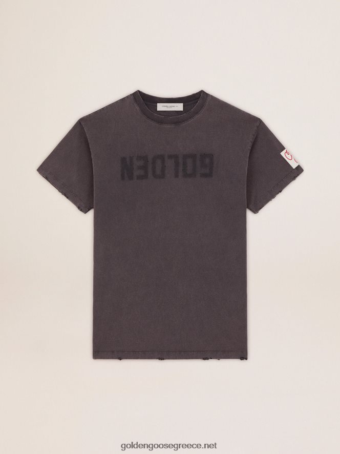 γυναίκες συλλεκτικό t-shirt φόρεμα σε γκρι ανθρακί με ταλαιπωρημένη περιποίησηGolden Goose 264N2R945