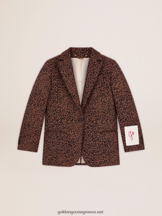 γυναίκες κολεξιόν μονόστομο tom boy blazer σε μαλλί με ζακάρ ζωϊκό σχέδιοGolden Goose 264N2R940