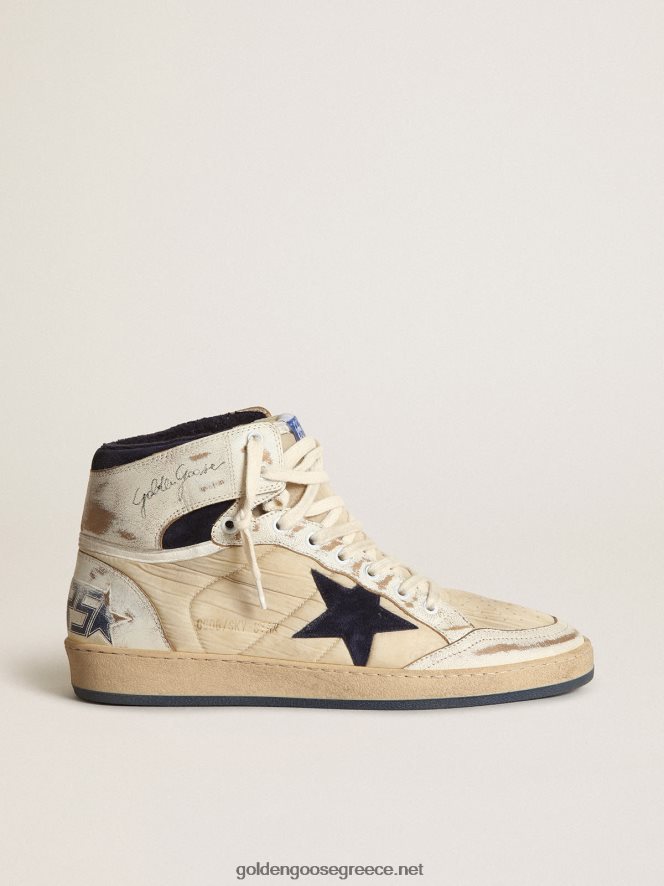 άνδρες sneakers sky-star σε κρεμ χρώμα νάιλον και λευκό δέρμα με σκούρο μπλε σουέντ αστέριGolden Goose 264N2R519