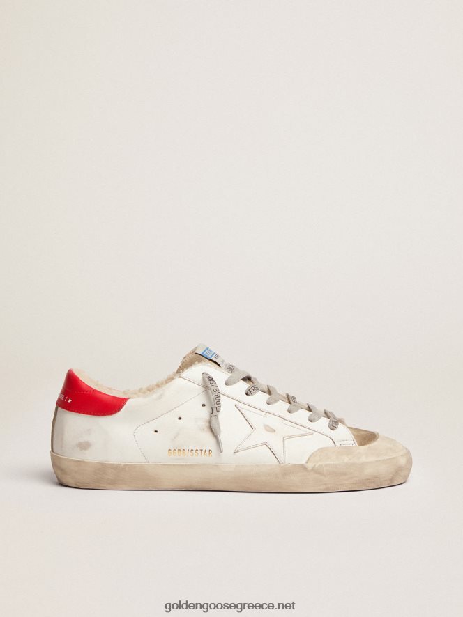 άνδρες sneakers super-star με κόκκινη δερμάτινη τακούνι και φόδρα από κουρτίναGolden Goose 264N2R591
