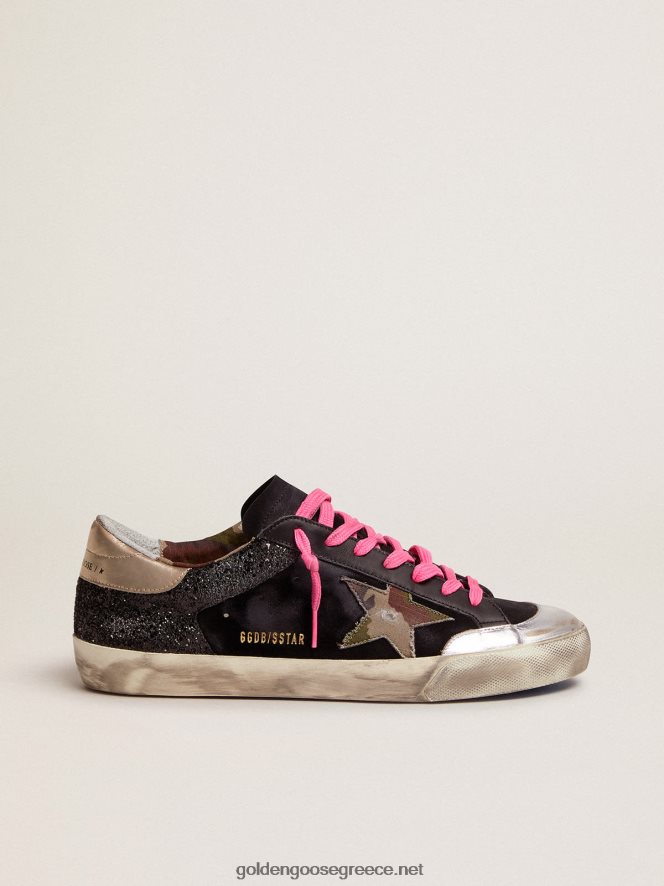 άνδρες sneakers super-star σε μαύρο glitter και σουέντ με αστέρι ύφασμα παραλλαγήςGolden Goose 264N2R564