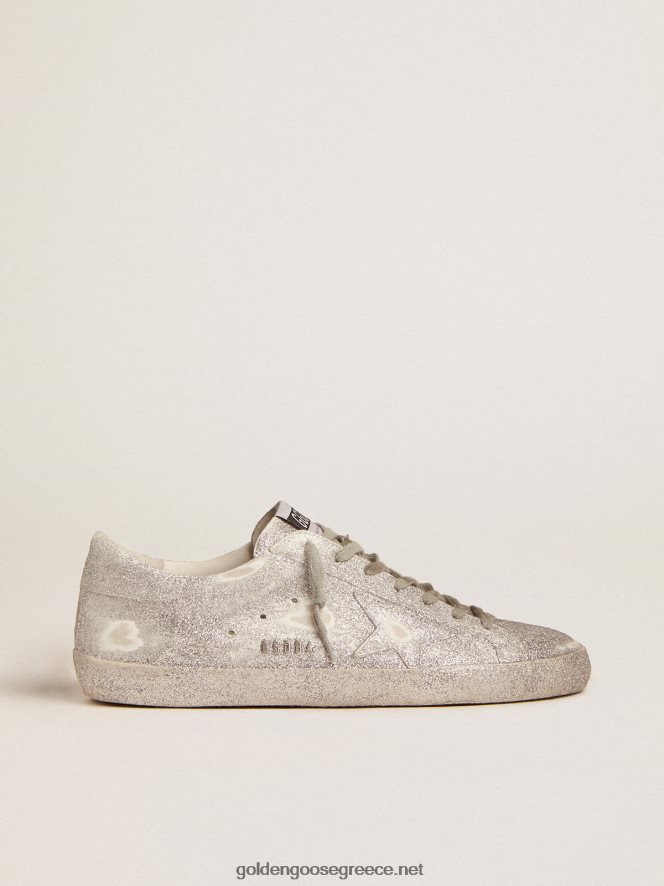 άνδρες sneakers super-star σε ασημί δέρμα με glitter σκόνηGolden Goose 264N2R571