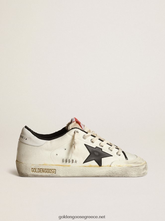 άνδρες sneakers super-star ltd σε μπεζ καμβά με μαύρο δερμάτινο αστέρι και λευκό δερμάτινο τακούνιGolden Goose 264N2R576
