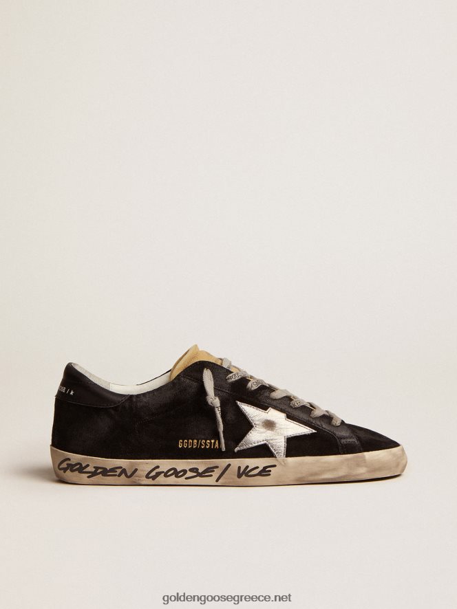 άνδρες super-star sneakers σε μαύρο σουέτ με ασημί πλαστικοποιημένο δερμάτινο αστέριGolden Goose 264N2R574