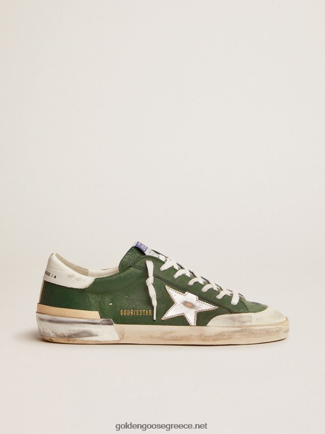 άνδρες super-star sneakers σε πράσινο δέρμα και multi-foxingGolden Goose 264N2R580