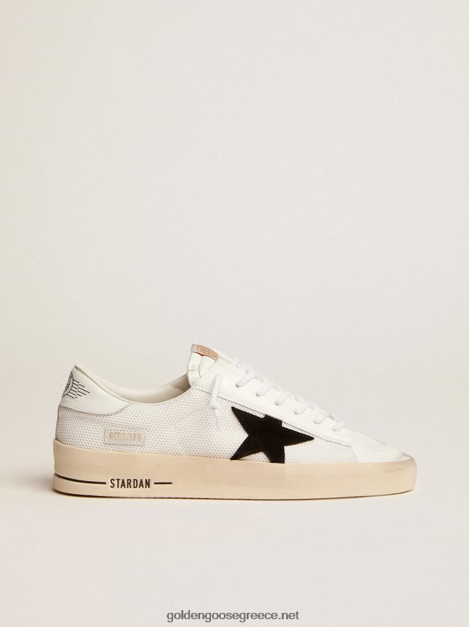 άνδρες sneakers stardan σε λευκό διχτυωτό με μαύρο σουέντ αστέρι και λευκό δερμάτινο τακούνιGolden Goose 264N2R508