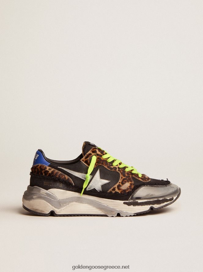 άνδρες sneakers running sole ltd σε μαύρο πλέγμα με ένθετα από δέρμα πόνυ με στάμπα λεοπάρGolden Goose 264N2R582