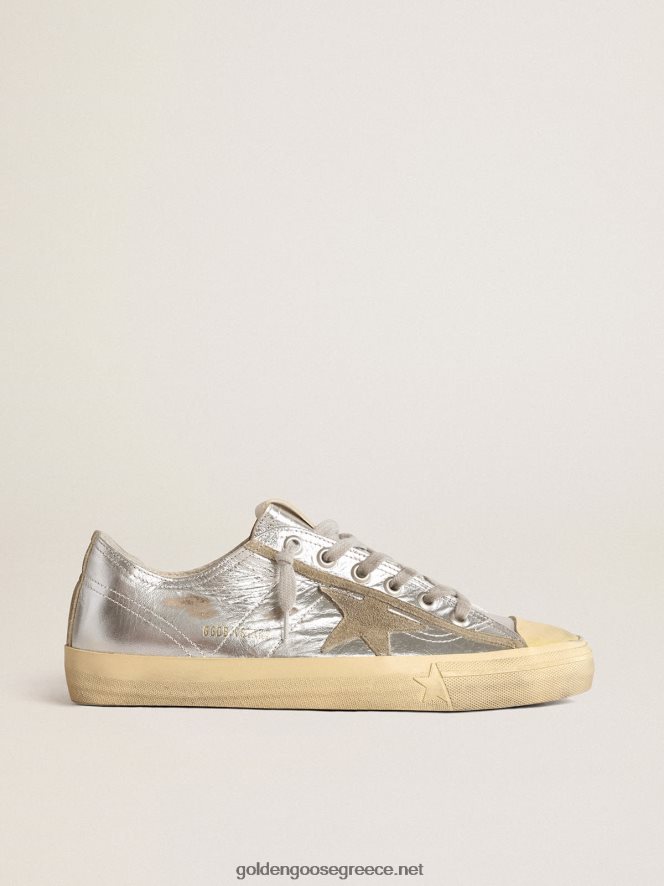 άνδρες sneakers v-star ltd από ασημί μεταλλικό δέρμα με αστέρι σε γκρι σουέντGolden Goose 264N2R637