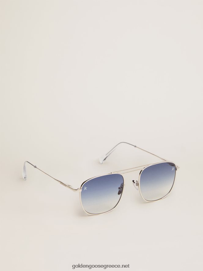 άνδρες αντηλιακό στυλ roger aviator με ασημί σκελετό και ντεγκραντέ μπλε φακούςGolden Goose 264N2R293