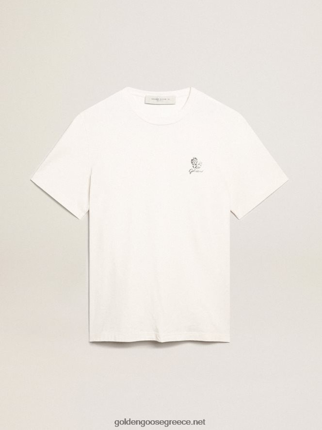 άνδρες λινό μπλουζάκι resort collection σε vintage λευκό βαμβακερό με εμπριμέ λουλούδιGolden Goose 264N2R708